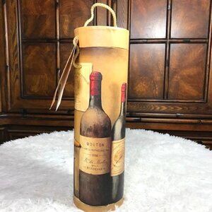 Tri-coastal Design Vintage Wine & Wine Labels Wine Tube w/ Lid & Gift Tag